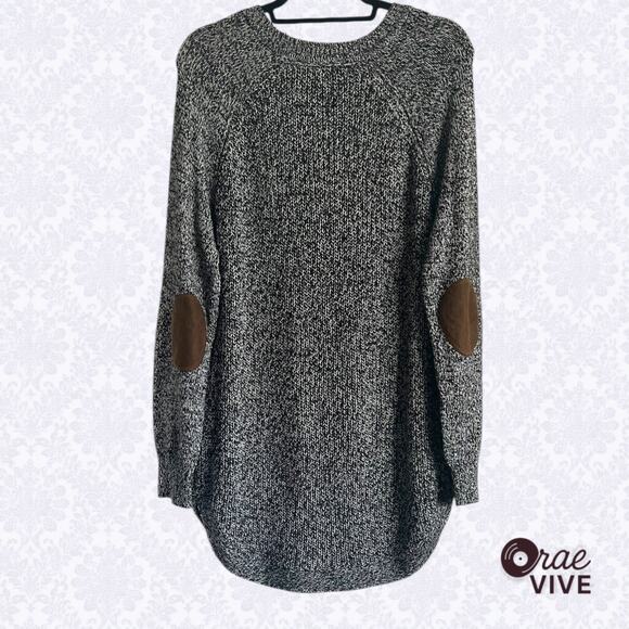 RD Style Sweaters - RD Style Rowca Grey Heathered Knit Sweater Brown Suede Elbow Patches Women's XXL